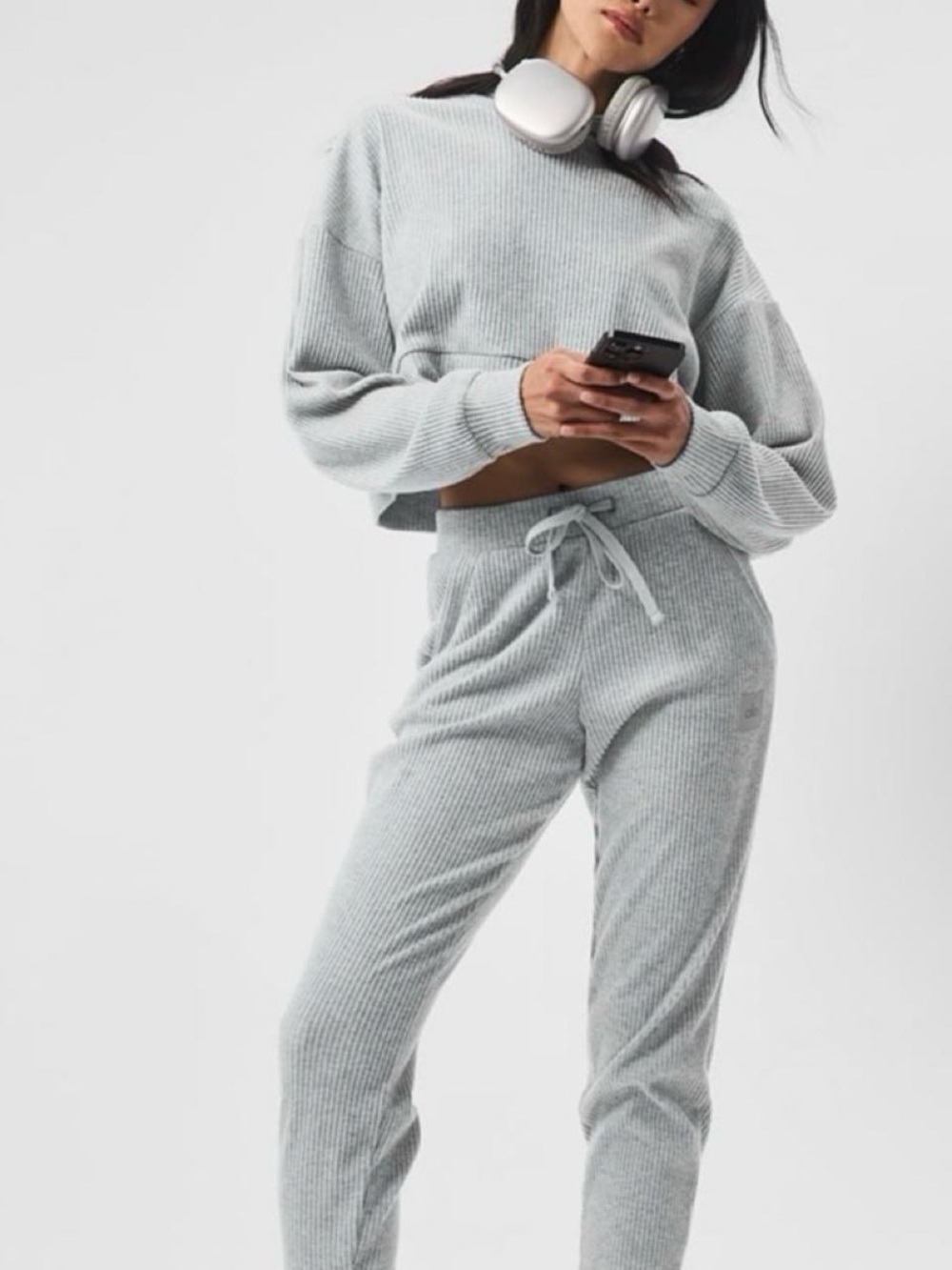 Alo Yoga Gray Ribbed Sweatpants
